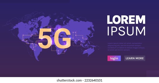 5g internet connection technology and worldwide wireless mobile telecomunication new generation services, high speed connection technology flat vector illustration.
