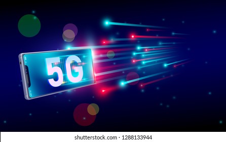 5G internet fastest connection with smartphone concept, 5th generation of internet , speed of 5G network internet wireless. vector