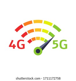 5G internet icon. High speed connection. Future technologies in flat design on isolated white background. Vector stock illustration.