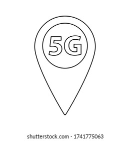 5G internet map pointer icon vector