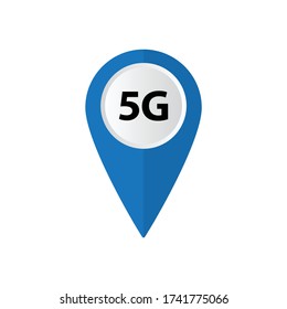 5G internet map pointer icon vector