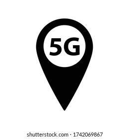 5G internet map pointer icon vector