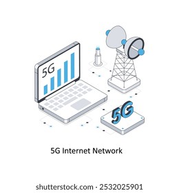 Isometrische Stockgrafik des 5G-Internet-Netzwerks. EPS-Datei Stockgrafik