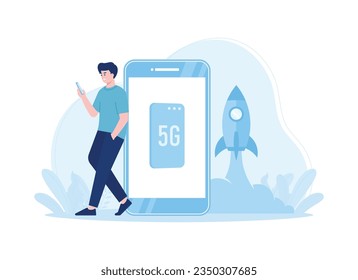 5g concepto de tendencia de velocidad de la red Internet Ilustración plana