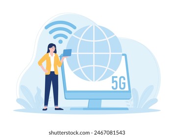 5g red de internet concepto de tendencia ilustración plana