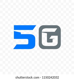 5G internet network vector logo for high speed 5 G mobile net technology and smartphone UI app design