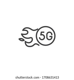 5G internet speed line icon. linear style sign for mobile concept and web design. 5G wireless technology outline vector icon. Symbol, logo illustration. Vector graphics