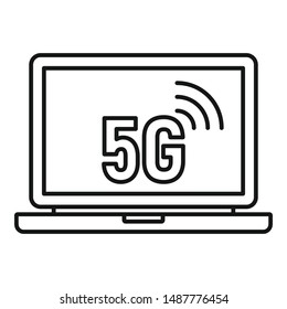 5g laptop icon. Outline 5g laptop vector icon for web design isolated on white background