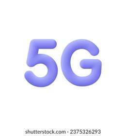 5G letters. Wireless communication technology and internet network concept. 3d vector icon. Cartoon minimal style.