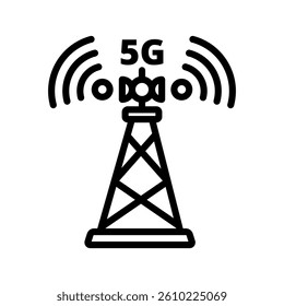 5G Line Vector Illustration On White Background.