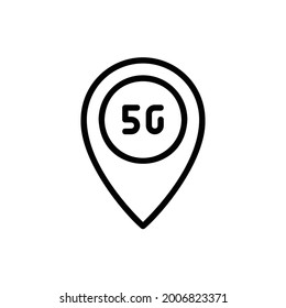 5G Location Marker Line Icon Logo Illustration Vector Isolated. 5G and Technology Icon-Set. Suitable for Web Design, Logo, App. 64x64 Pixel Perfect.