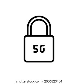Vector de Ilustración del logotipo de la línea de bloqueo 5G Aislado. 5G y conjunto de iconos de tecnología. Adecuado para diseño web, logotipo, aplicación. 64x64 Pixel Perfecto.