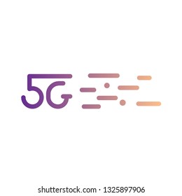 5g logo design, gradient, on white background. motion elements