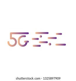 5g logo design, gradient, on white background. motion elements