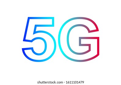 5G logo font for technology future, numbers 5 and G symbol blue and purple, 5G alphabet for business digital network global concept