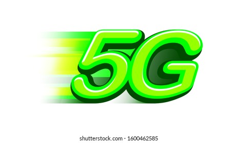 5G logo glow for technology future, numbers 5 and G symbol green bright, green 5G alphabet for business digital network global concept