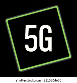 5g logo with green line and the black background 