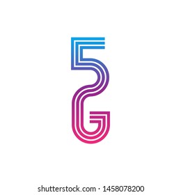 5G logo network speed circuit technology illustration in isolated white background, broadband telecommunication wireless internet concept