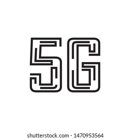 5G logo network speed technology illustration in isolated white background, broadband telecommunication wireless internet concept