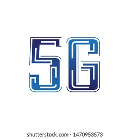 5G logo network speed technology illustration in isolated white background, broadband telecommunication wireless internet concept