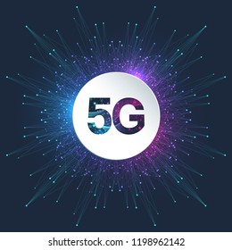 5G Logo network wireless systems and internet vector illustration. 5G banner concept. Vector sign, symbol 5G. Technology sci-fi concept