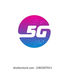 5G logo in round. fifth generation mobile internet. 5G logo for internet, mobile, technology world