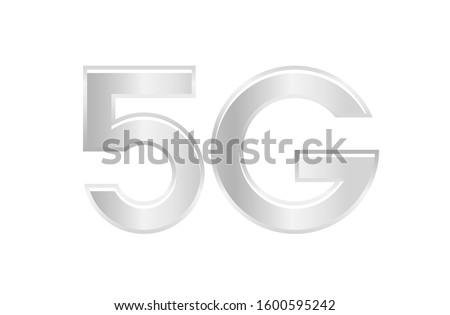 5G logo silver font for technology future, numbers 5 and G symbol metal color, 5G alphabet for business digital network global concept