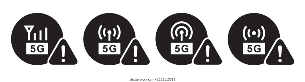 5G LTE error set icon, vector illustration