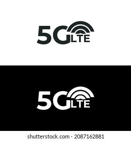 Icono de 5G lte aislado en fondo blanco y negro.