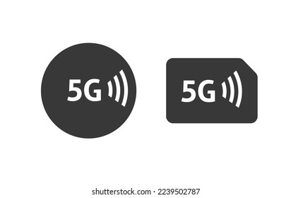 5g lte icon logo black white pictogram clipart vector, network cellular technology sim card and round circle icon silhouette design