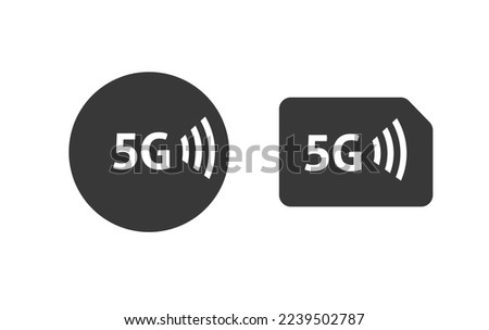 5g lte icon logo black white pictogram clipart vector, network cellular technology sim card and round circle icon silhouette design