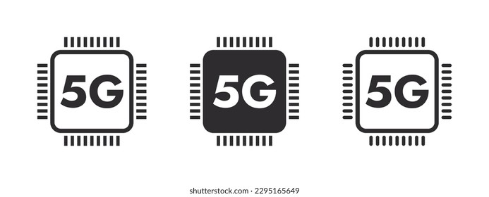 5G microchip icons. 5G network wireless icons. Superfast 5G cellular. Vector scalable graphics
