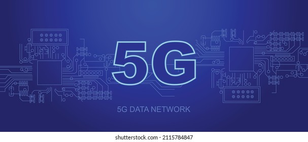 Mobiles 5G-Internet. Das World Wide Web. Telekommunikation. Internet, moderne mobile Verbindung. Vektorbild. Neon