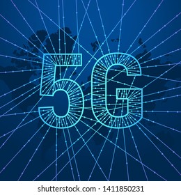 5G mobile network concept. New generation technology high speed mobile networking and internet. Vector illustration