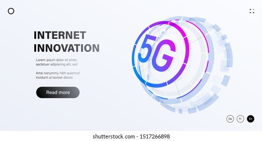 5G mobile network futuristic abstract illustration for website, poster, banner. Internet technology of next generation