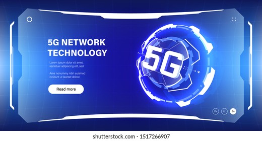 5G mobile network futuristic abstract illustration for website, poster, banner. Internet technology of next generation