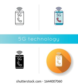 5G-Mobilnetz-Symbol Verbesserter Standard für Telefonate, Sprachnachrichten.Kommunikation. Drahtlose Technologie. Lineare Schwarz- und RGB-Farbstile. Einzelne Vektorgrafiken