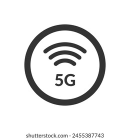 5G mobile network round outline vector icon. High speed wireless data transfer symbol. Fast internet connection pictogram.