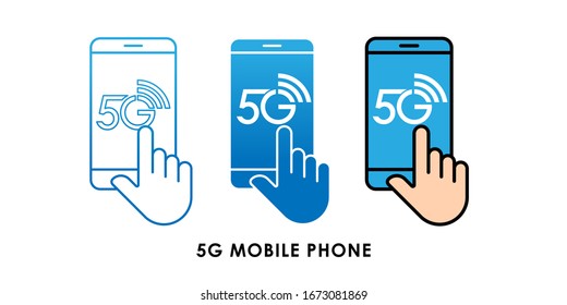 5G Mobile Phone icon logo vector illustration. 5G internet connection vector template design. 5G network technology vector illustration for web, sign, symbol, logo, app, UI.