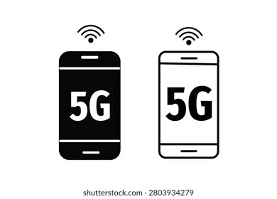 5g mobile phone icon set smartphone with 5g network signal symbol vector illustration of mobile technology, highspeed internet connection, wireless communication, and digital connectivity