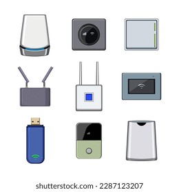 5g modem set cartoon. router wifi, speed internet, technology data, wireless network 5g modem sign. isolated symbol vector illustration