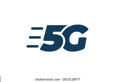 5G network connection business symbol. 5th generation wireless high speed internet technology sign. Vector 5 G communication emblem flat eps design template isolated