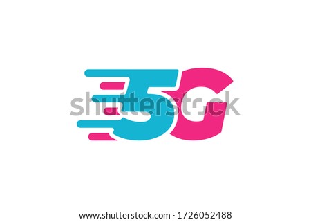 5G network connection business symbol. 5th generation wireless high speed internet technology icon. Vector 5 G communication emblem flat design template isolated