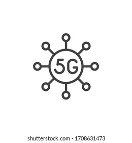 Icono de línea de conexión de red 5G. signo de estilo lineal para concepto móvil y diseño web. Icono de vector de contorno de tecnología inalámbrica 5g. Símbolo, ilustración del logotipo. Gráficos vectoriales
