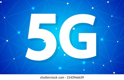 5G network connection on digital polygonal background, vector art illustration.