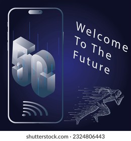 5G network with Data connection mobile illustration