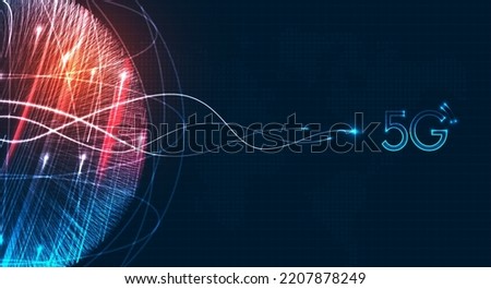 5G network digital hologram and internet Wi-fi connection and internet of things with modern city skyline. Smart city and communication network concept. High speed, broadband telecommunication. vector
