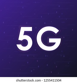 5G Network Gradient Symbol on a Technological Background. Vector illustration