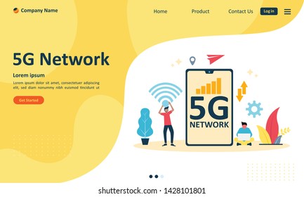 5G Network Internet Mobile Wireless Business concept, Suitable for web landing page, ui, mobile app, banner template. Vector Illustration