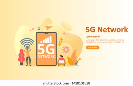 5G Network Internet Mobile Wireless Business concept, Suitable for web landing page, ui, mobile app, banner template. Vector Illustration